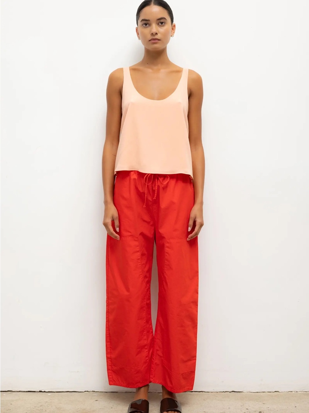 Leset Kyoto Carpenter Red Wide-Leg Drawstring Pants NWT